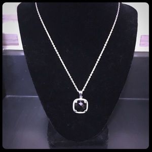 Black onyx sterling silver necklace, EUC